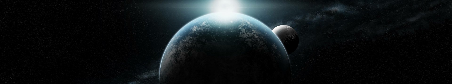 HD sci-fi desktop wallpaper featuring a detailed planet illuminated by a radiant star with a smaller celestial body in the background.