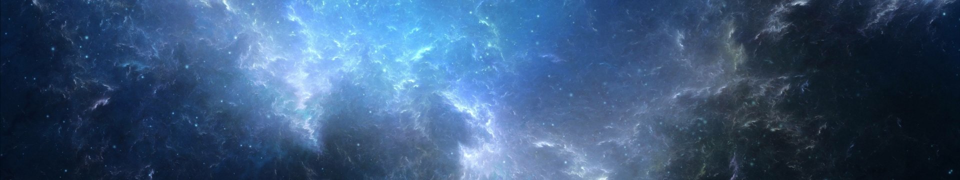 Sci-Fi nebula in vivid blues and icy whites, swirling gas clouds and distant starlight — HD PC desktop wallpaper/background.