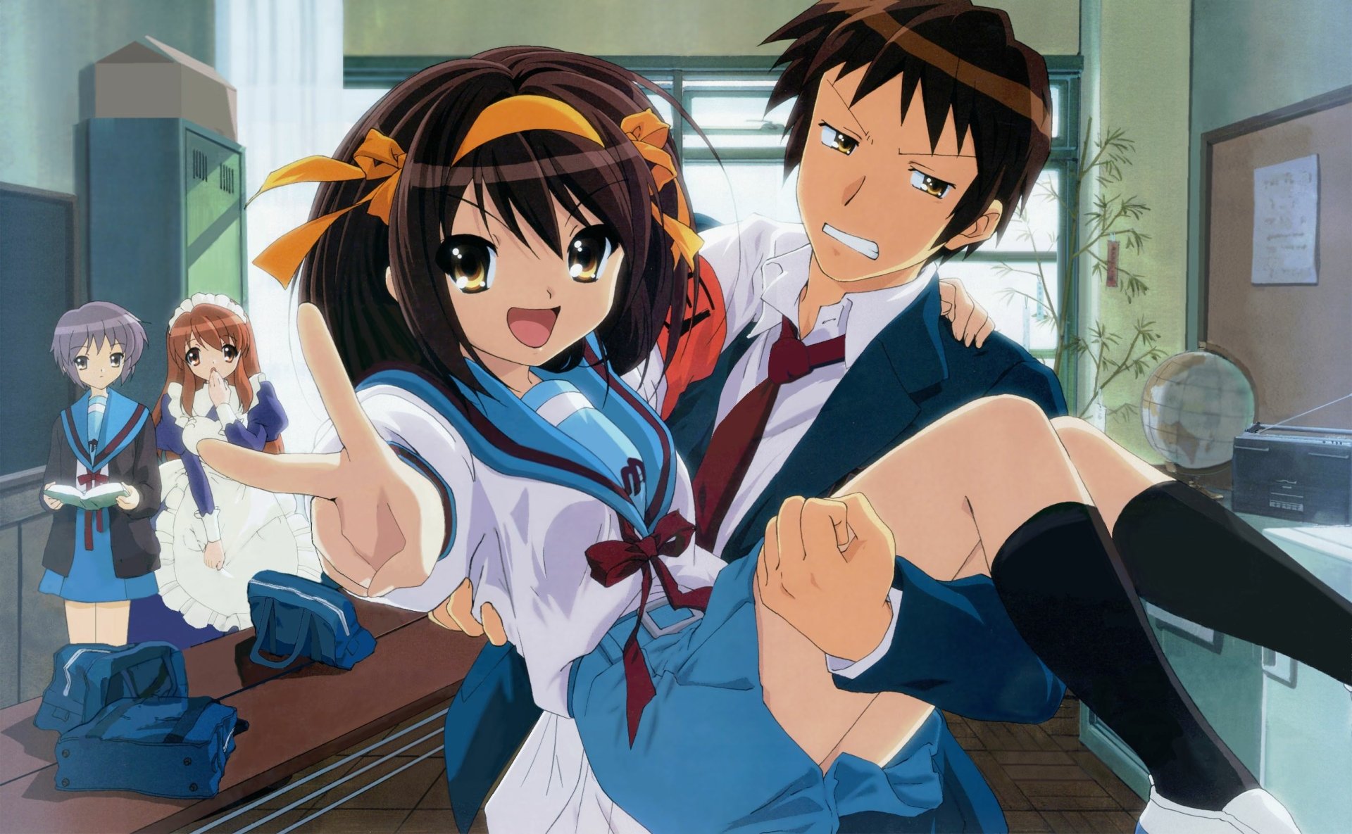 Download Yuki Nagato Mikuru Asahina Kyon Haruhi Haruhi Suzumiya Anime The Melancholy Of Haruhi