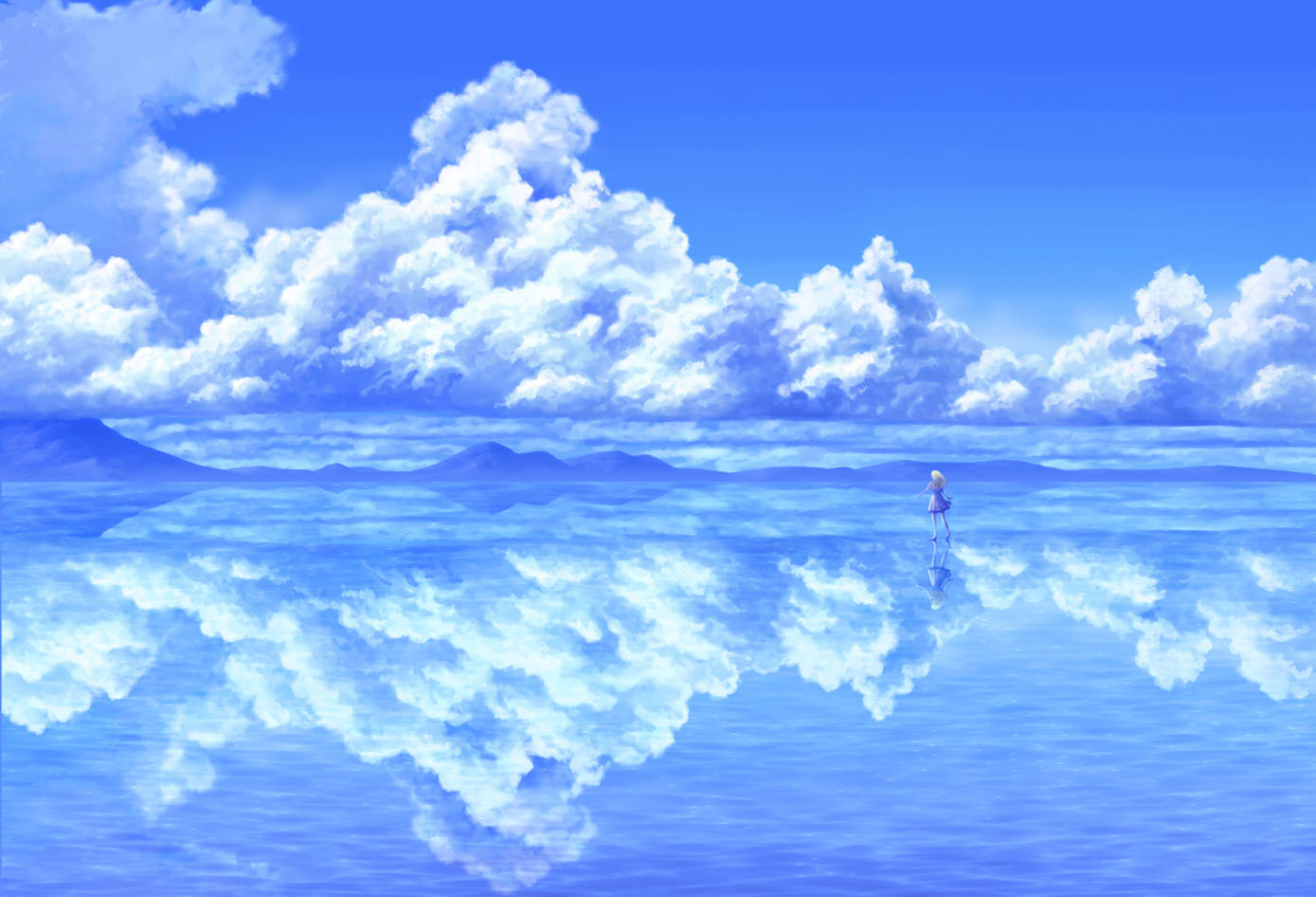 blue sky anime wallpaper