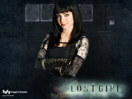 HD desktop wallpaper featuring a character from the TV show Lost Girl, set against a dark, moody background with the show’s title displayed.