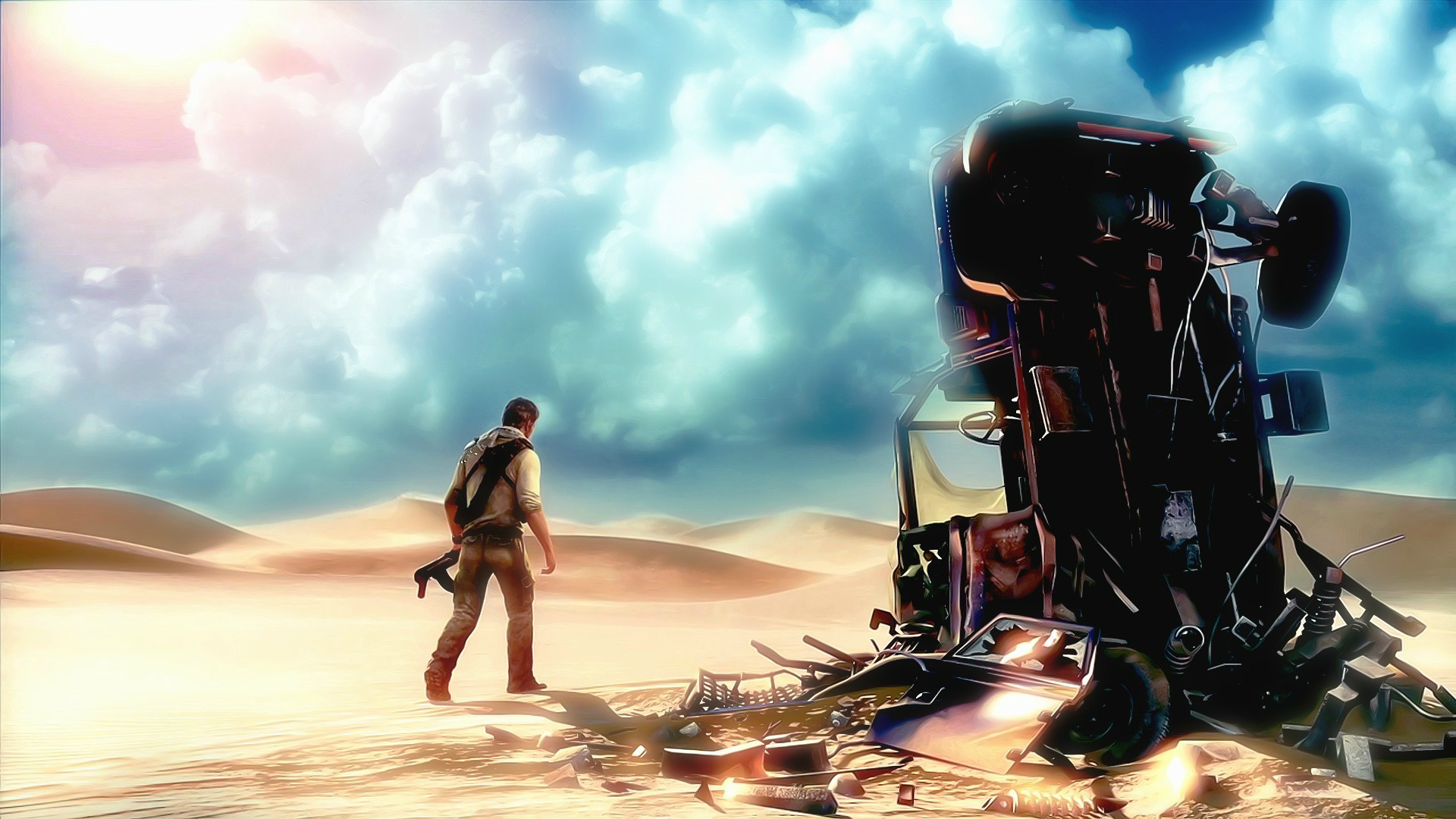 Wallpaper desert, soldiers, ruins, Nathan Drake, Uncharted 3