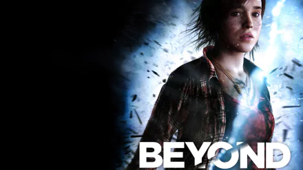 HD PC desktop wallpaper featuring a character from the video game Beyond: Two Souls, with a dark, mysterious background and glowing light effects.
