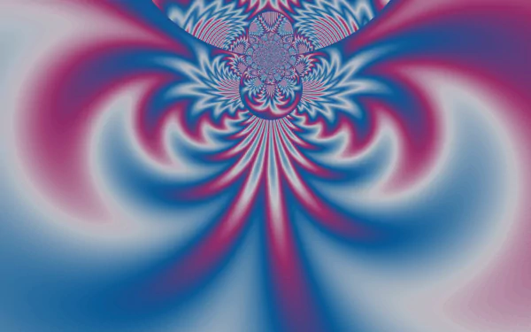Abstract digital art featuring a blue and red kaleidoscope pattern with swirling colors, creating a vibrant HD PC desktop wallpaper background.