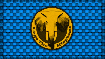 HD desktop wallpaper featuring Cage The Elephant's indie rock logo with a stylized elephant head on a textured blue background.
