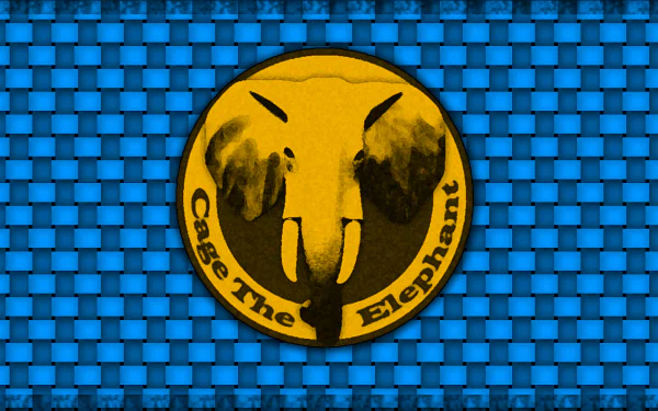 HD desktop wallpaper featuring Cage The Elephant's indie rock logo with a stylized elephant head on a textured blue background.