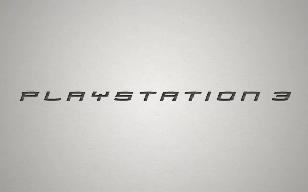 HD PC desktop wallpaper showing a minimalist PlayStation 3 logo from a video game on a light gray textured background.