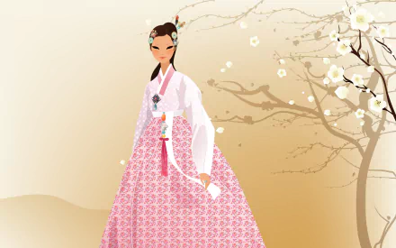 traditional costume Korea woman artistic HD Desktop Wallpaper | Background Image