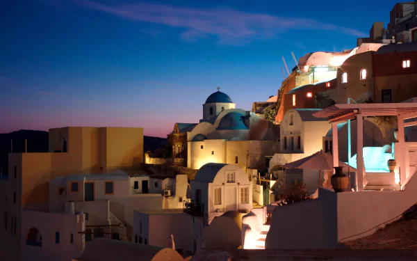 man made Santorini HD Desktop Wallpaper | Background Image