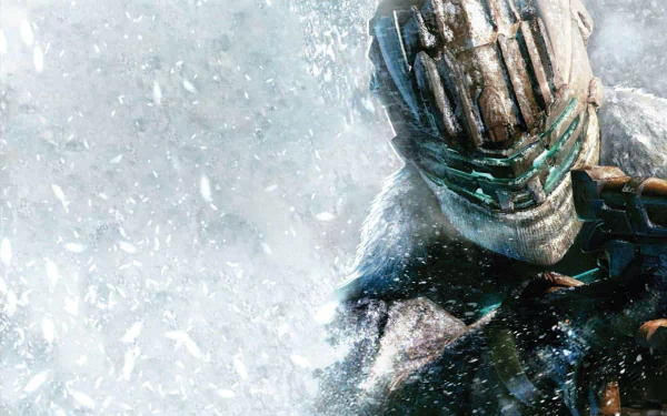 Isaac Clarke from Dead Space 3 battles against a chilling backdrop, showcasing intense action and atmosphere in this striking HD PC desktop wallpaper.