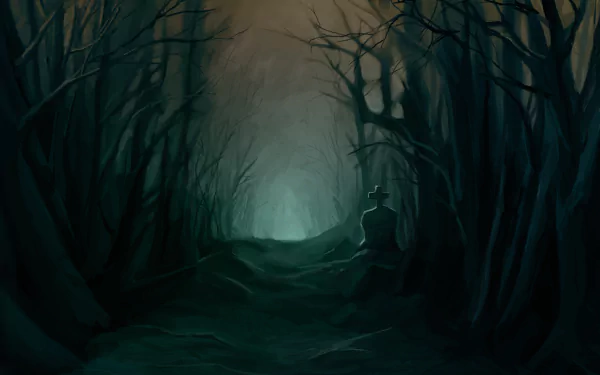 night tombstone dark forest HD Desktop Wallpaper | Background Image