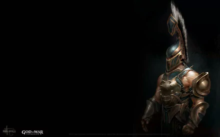 HD wallpaper featuring a majestic armored warrior from the video game God of War, set against a dark background that emphasizes the character's detailed design and powerful presence.