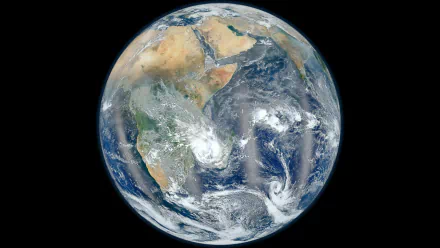 Earth from space: full-disk nature view of continents, oceans and swirling clouds — 4K Ultra HD PC desktop wallpaper and background.