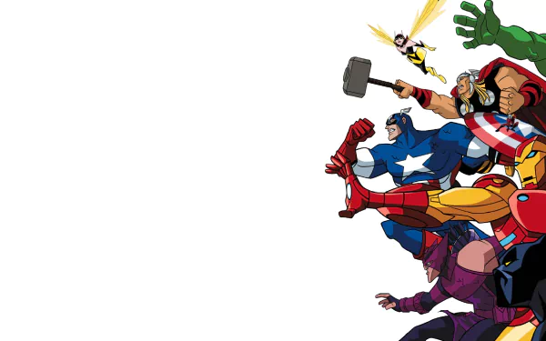 Janet van Dyne Hank Pym Avengers Ant-Man Black Panther (Marvel Comics) Hawkeye Iron Man Captain America Thor Hulk Wasp (Marvel Comics) TV Show The Avengers: Earth's Mightiest Heroes HD Desktop Wallpaper | Background Image