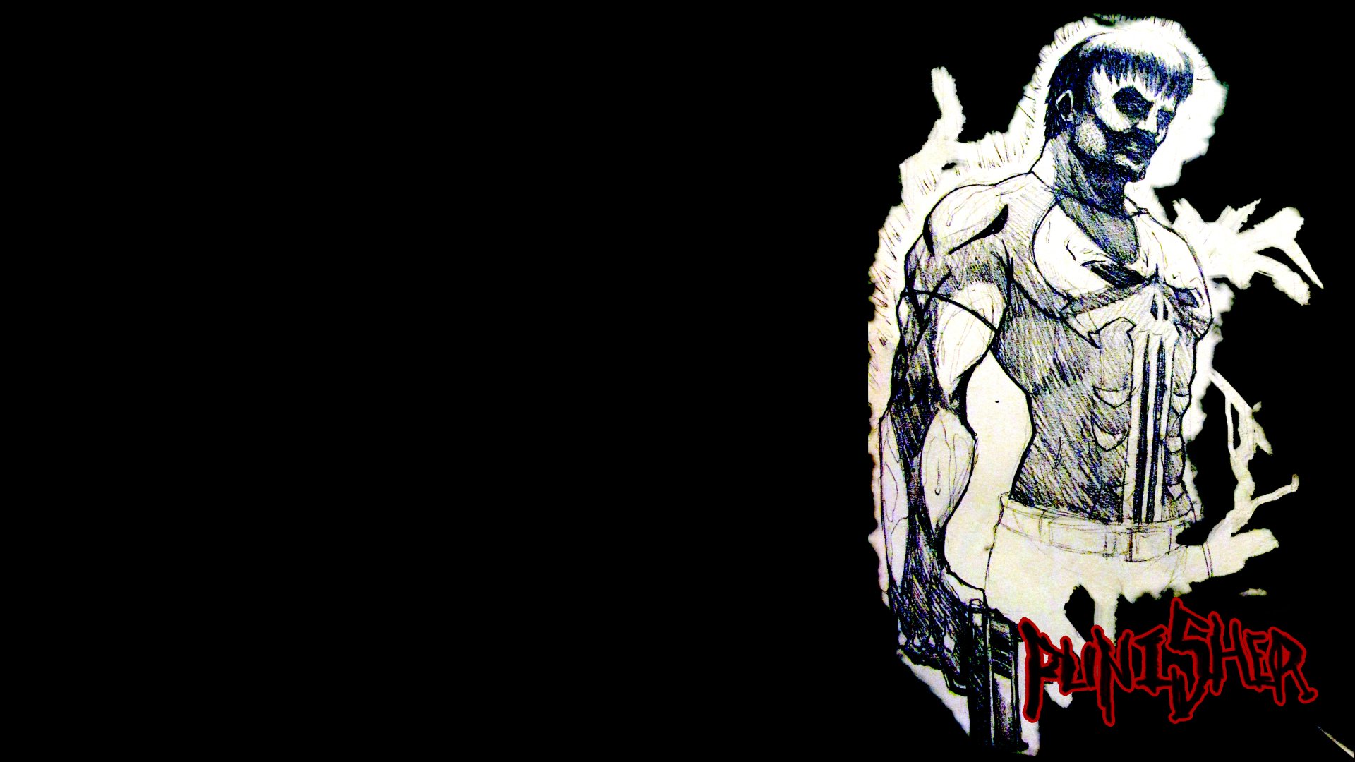 A striking 4K Ultra HD desktop wallpaper featuring the Punisher, showcasing an intense comic-style illustration against a dark background.
