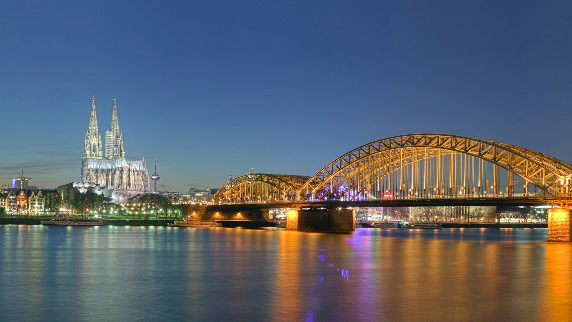 Download Cologne Night Man Made Hohenzollern Bridge HD Wallpaper