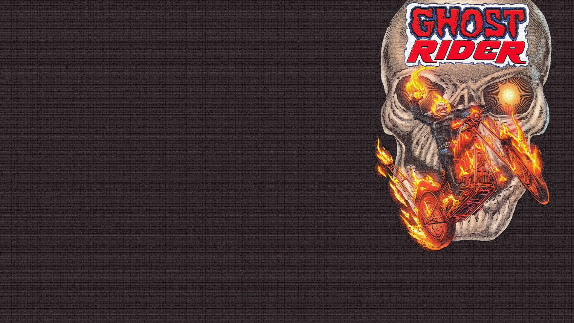 A striking 4K Ultra HD wallpaper featuring Johnny Blaze as Ghost Rider, showcasing a fiery motorcycle and skull graphic against a dark background.