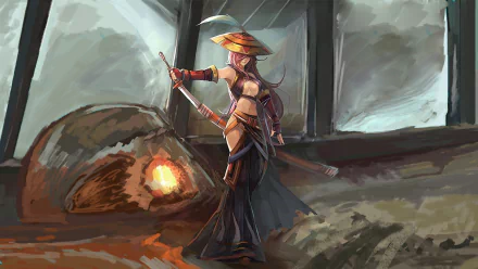 HD desktop wallpaper featuring a character from the video game Monster Hunter 3, standing poised with a bow in a dimly lit, rustic interior setting.