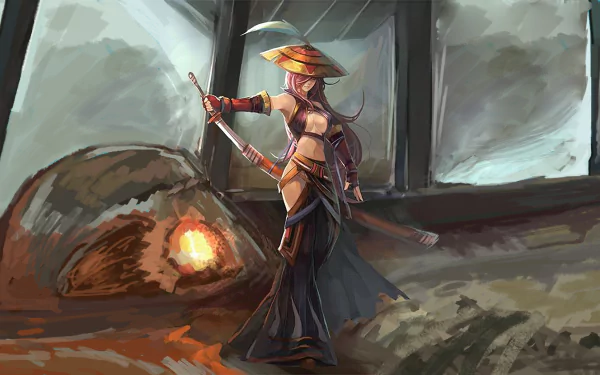 HD desktop wallpaper featuring a character from the video game Monster Hunter 3, standing poised with a bow in a dimly lit, rustic interior setting.