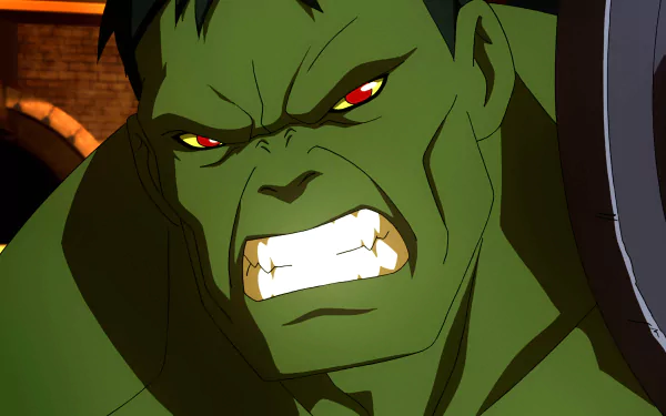 Close-up of the Hulk's fierce face from a comic-style 4K Ultra HD PC desktop wallpaper and background.
