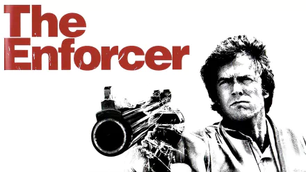 HD PC desktop wallpaper featuring Clint Eastwood as Harry Callahan from the 1976 movie The Enforcer, with bold red title text on a white background.