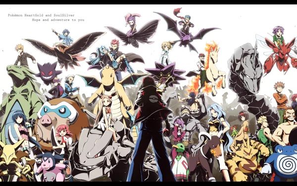 Blue (Pokémon) Misty (Pokémon) Brock (Pokémon) Red (Pokémon) Pikachu Pokémon video game Pokémon: HeartGold and SoulSilver HD Desktop Wallpaper | Background Image