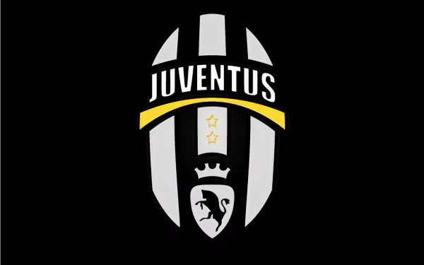 HD desktop wallpaper featuring the Juventus F.C. logo with black and white stripes and a yellow accent, representing the iconic sports club.