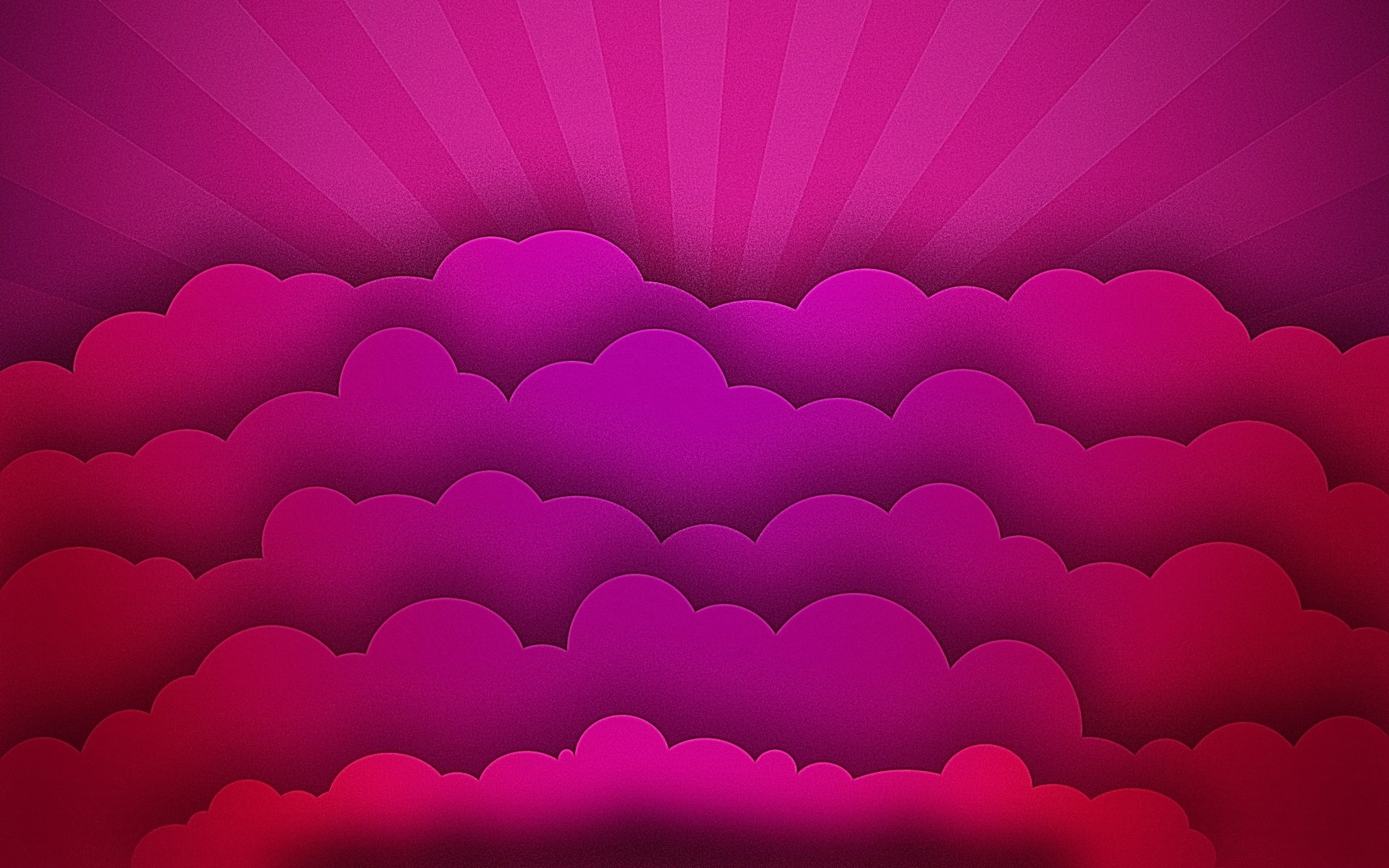 Artistic HD desktop wallpaper featuring stylized pink and purple clouds with radiant light beams in the background, creating a vibrant and dreamy atmosphere.