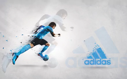 HD desktop wallpaper featuring Lionel Messi in action, with an Adidas logo subtly in the background.