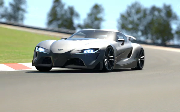 A sleek sports car racing on a track in Gran Turismo 6, shown in a 4K Ultra HD PC desktop wallpaper from the Gran Turismo video game series.