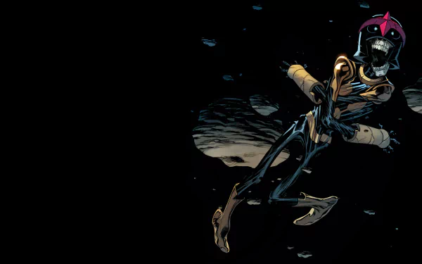 HD PC desktop wallpaper featuring comic-style Nova from Marvel Comics floating in space against a dark background.