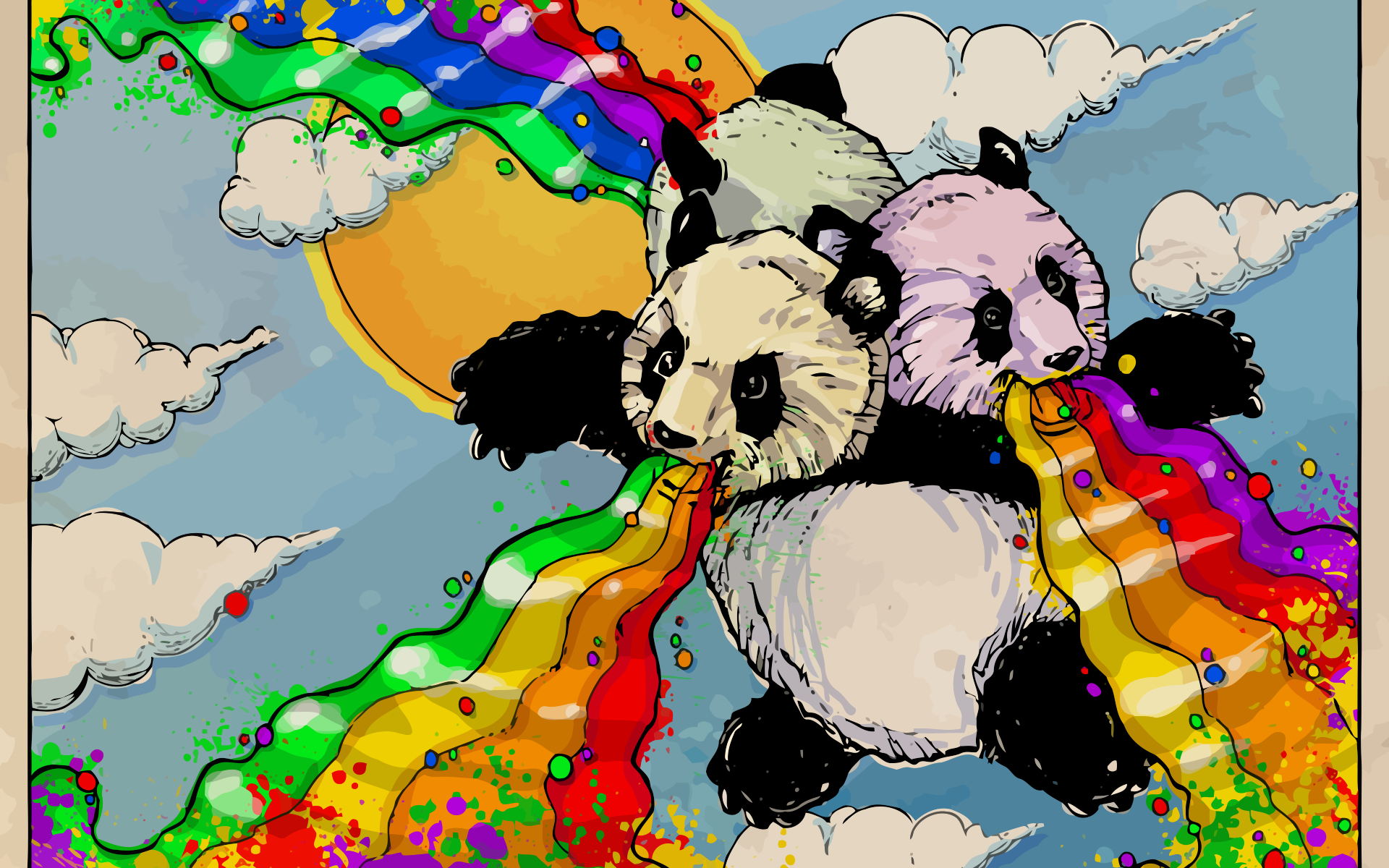 Rainbow Panda HD Wallpaper | Background Image | 1920x1200 - Wallpaper Abyss
