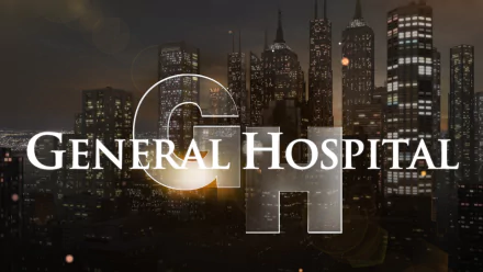 General Hospital TV show logo overlays a lit nighttime city skyline, rendered as an HD PC desktop wallpaper and background.