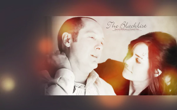 HD desktop wallpaper featuring James Spader from the TV show The Blacklist, with a soft, warm-toned artistic overlay and the show's title in elegant script.
