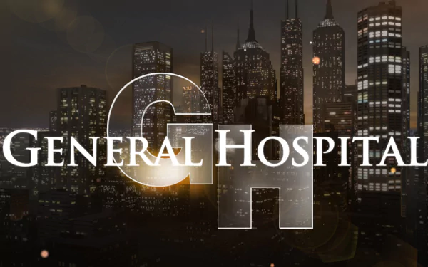 General Hospital TV show logo overlays a lit nighttime city skyline, rendered as an HD PC desktop wallpaper and background.