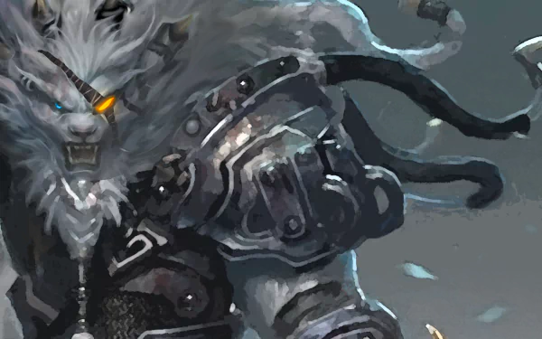 HD PC desktop wallpaper featuring Rengar from League of Legends, showcasing the fierce video game character in detailed, dynamic artwork.