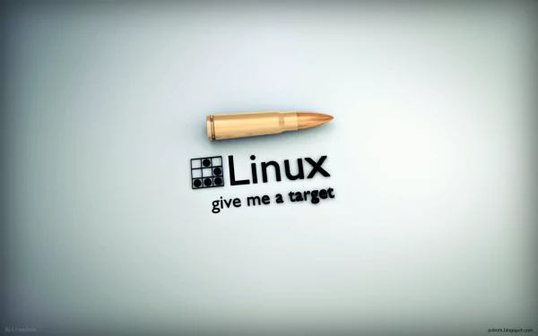HD wallpaper of a Linux operating system-themed image, featuring a bullet and the text Linux give me a target, tagged with technology and hacker.