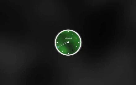 HD PC desktop wallpaper featuring a sleek, digital clock with a green face and Microsoft branding, set against a dark, minimalist background, themed around Windows 8.1 technology.