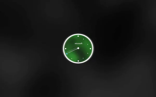 HD PC desktop wallpaper featuring a sleek, digital clock with a green face and Microsoft branding, set against a dark, minimalist background, themed around Windows 8.1 technology.