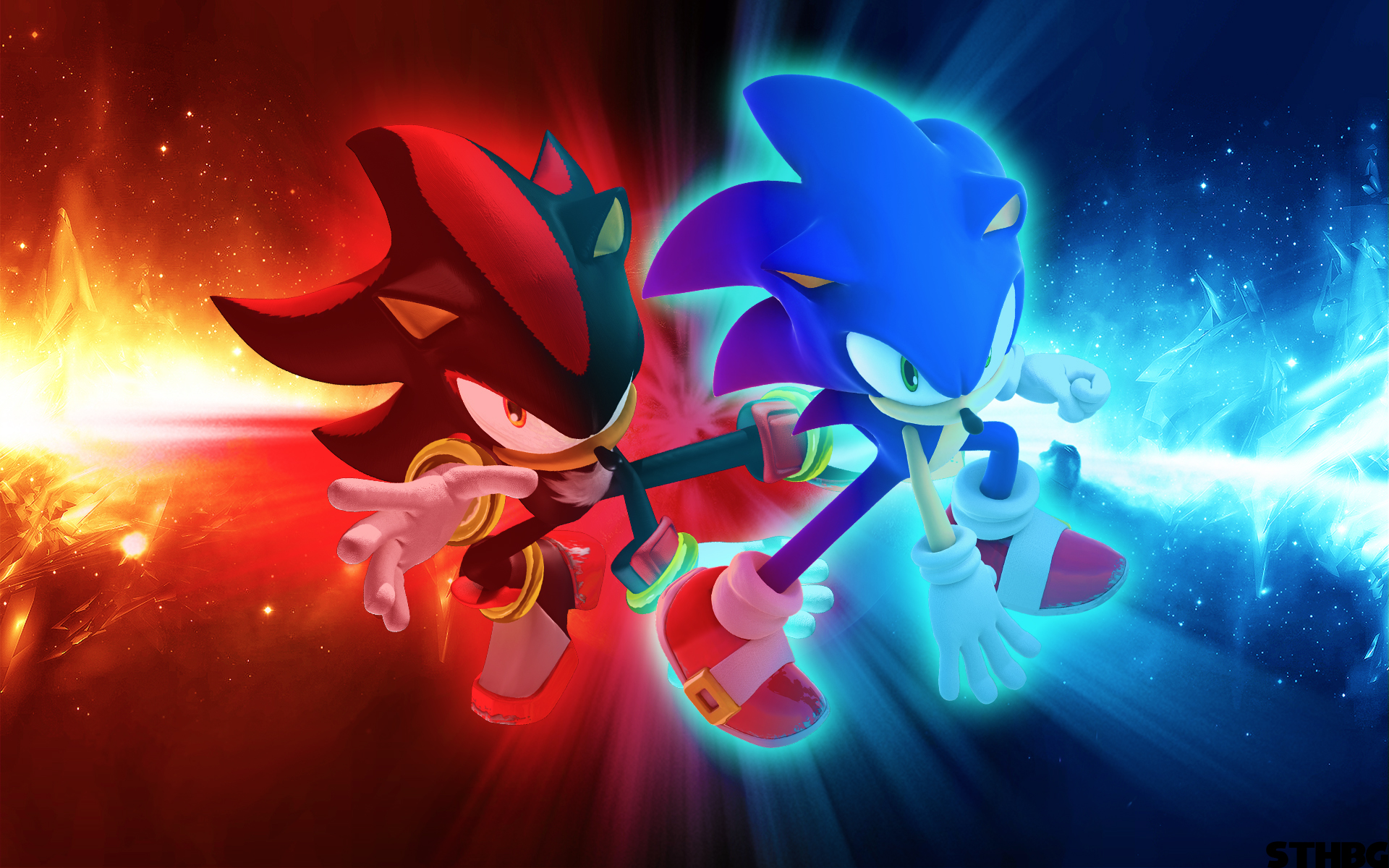 shadow the hedgehog and tails (sonic) drawn by chronocrump