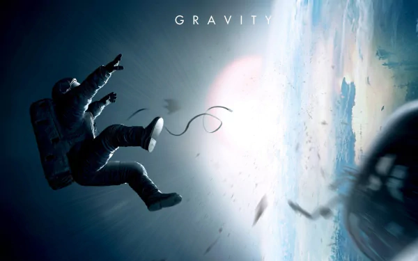 An astronaut floats in space, with Earth in the background, captured in this HD wallpaper for the movie Gravity (2013). The scene conveys a sense of isolation and adventure.
