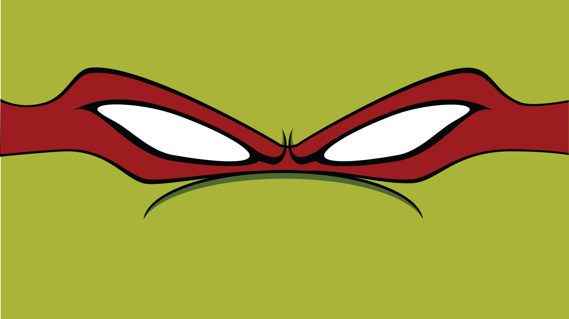 Comic-style close-up of a Teenage Mutant Ninja Turtles red bandana eye mask and scowl on green, 4K Ultra HD PC desktop wallpaper