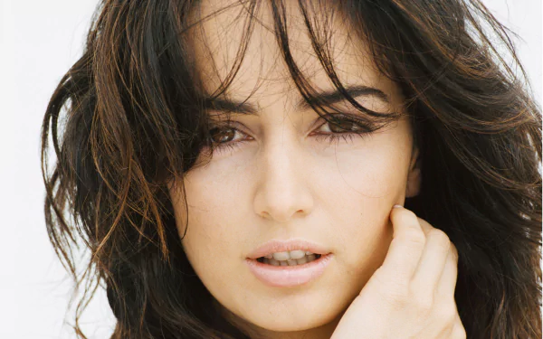Ana de la Reguera, a talented Mexican actress, is featured in this striking HD desktop wallpaper, showcasing her captivating expression and natural beauty.
