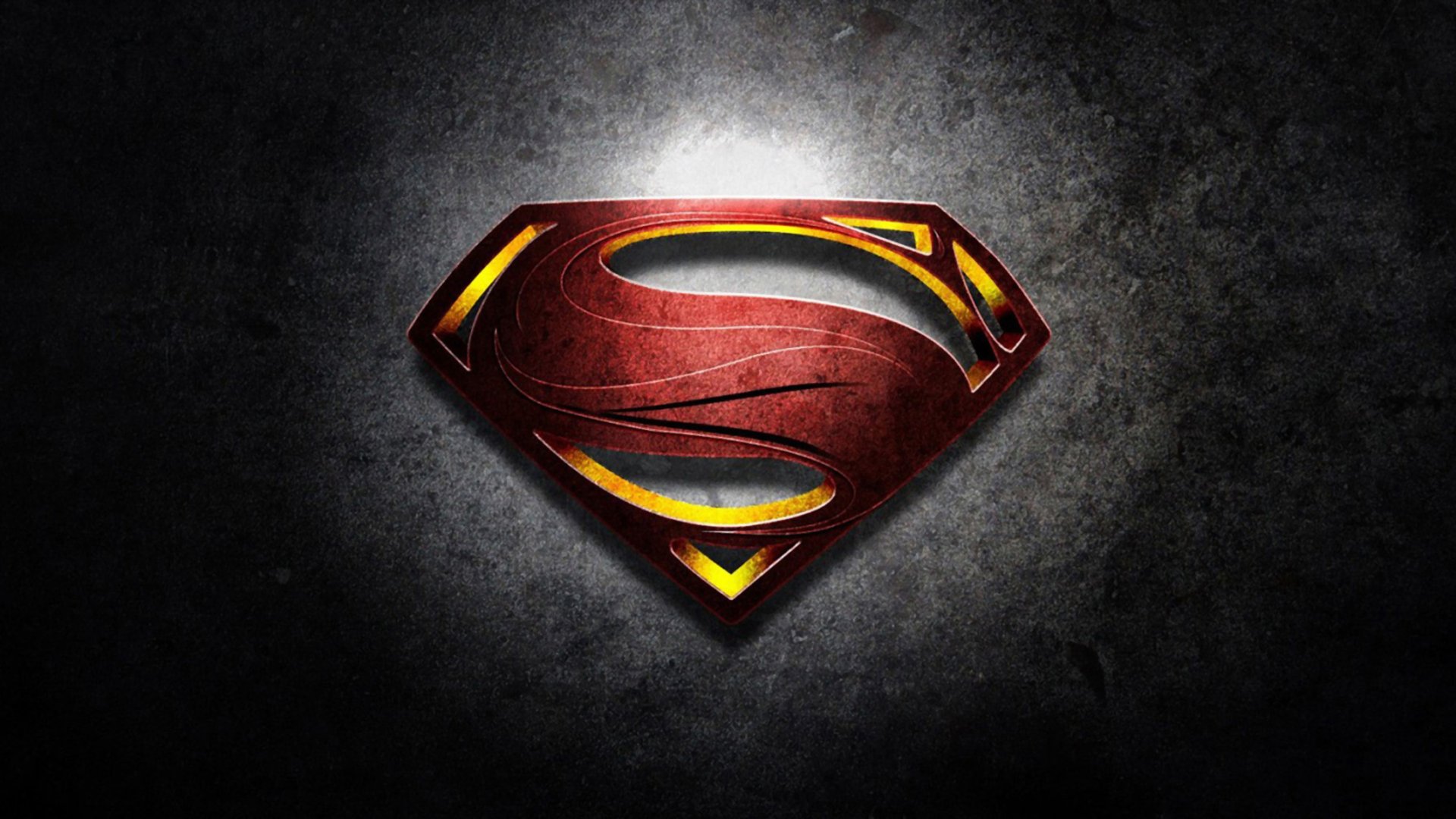 HD PC desktop wallpaper featuring the iconic Superman logo from the movie Man of Steel, set against a textured dark background.