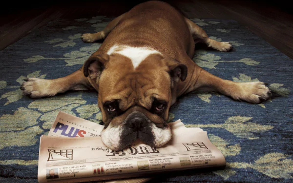  Bulldog with Newspaper