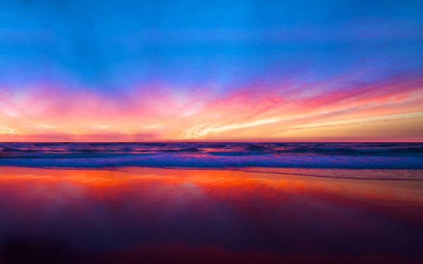 Aarde/Natuur Zonsondergang Strand Horizon Colorful Scenisch HD Wallpaper | Achtergrond
