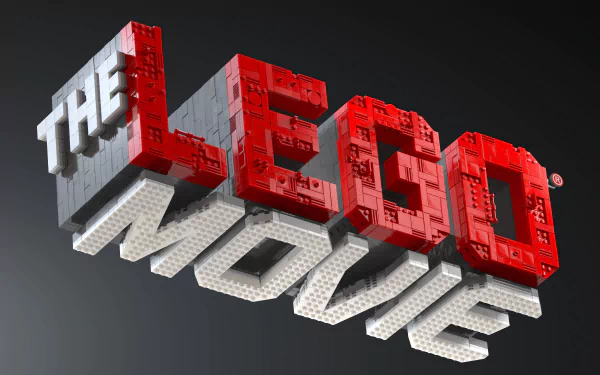 The LEGO Movie logo formed from red and white LEGO bricks on a dark background — 2K Quad HD PC desktop wallpaper/background.