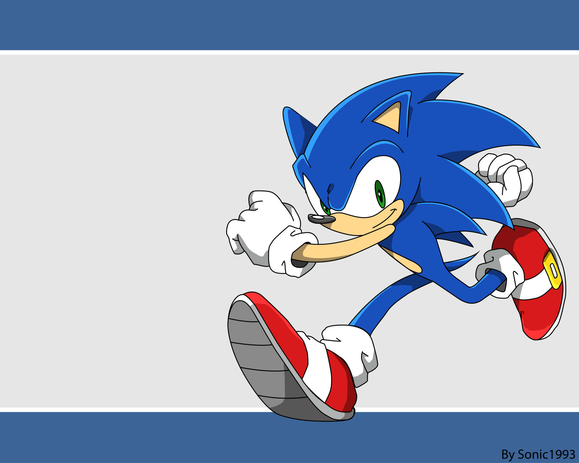 4K Ultra HD PC desktop wallpaper featuring Sonic the Hedgehog with vibrant green eyes in a dynamic running pose from the video game series.