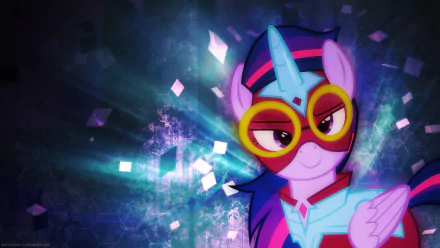 A vibrant HD wallpaper featuring Twilight Sparkle from My Little Pony: Friendship Is Magic, showcasing her in a stylish pose against a dynamic, colorful background.