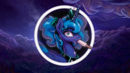 HD PC desktop wallpaper featuring Princess Luna from the TV show My Little Pony: Friendship Is Magic against a starry night sky background.